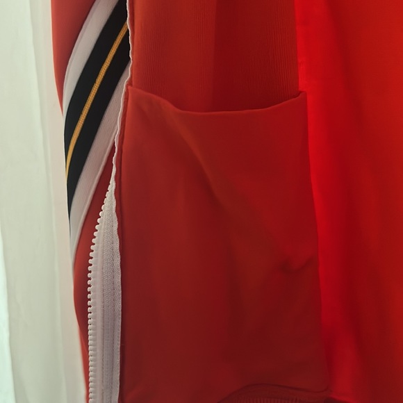 Nike Women’s Cropped Warmup/Track Jacket- Deep Orange White/black/yellow stripe - Picture 6 of 9